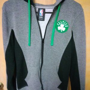 Boston Celtics NBA UNK Grey and Green Full Zip Hoodie size Medium